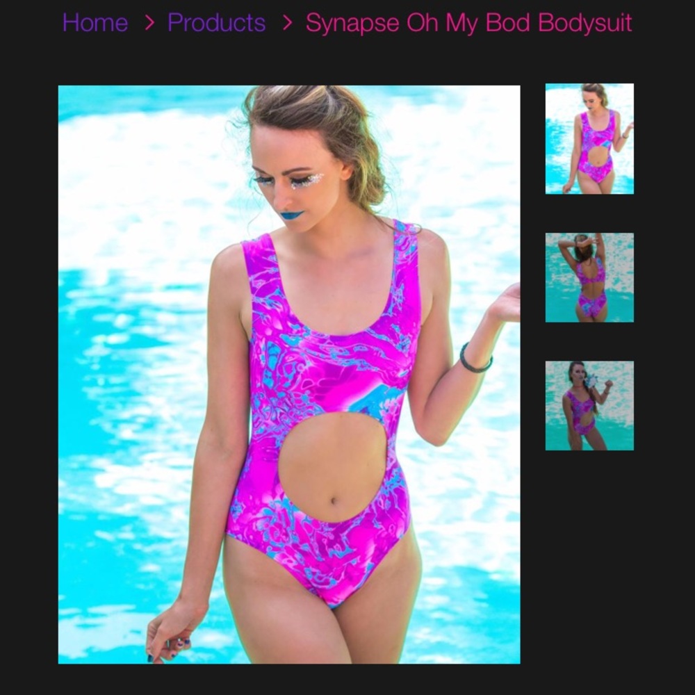 Synapse pink & blue acid bath bodysuit